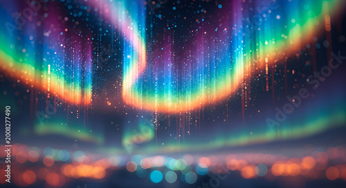 Vibrant Aurora Borealis Night Sky Display.