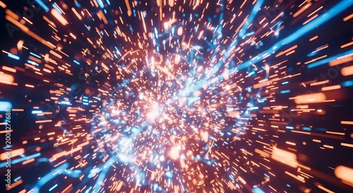 Vibrant colorful light explosion abstract.