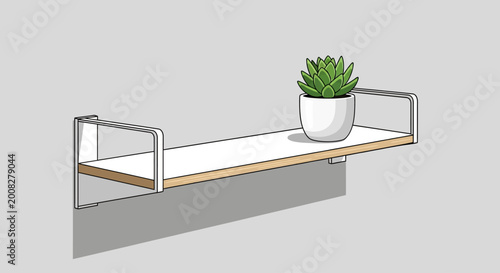 Tableau sur toile Small potted plant on shelf unit.