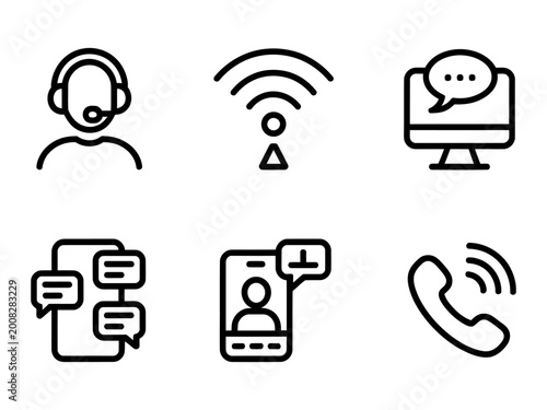 Vector with icons representing communication, customer support, and connectivity