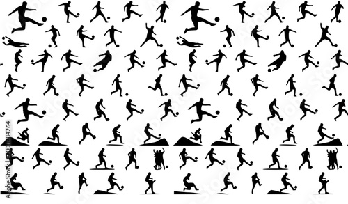 Soccer player silhouettes set football action poses vector collection