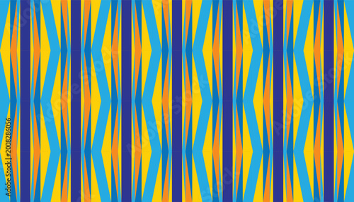 Bild auf Leinwand Seamless geometric spike pattern with vibrant blue, orange, and yellow shards