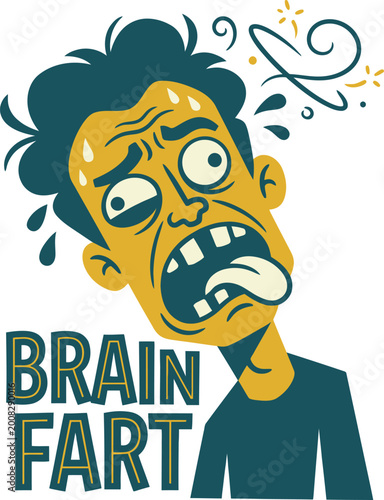 Brain Fart Vector Illustration - Confusion and Mental Block Mascot for Social Media and Blogs