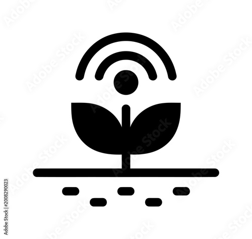 Foto Vector showing a plant with wireless signal waves above it