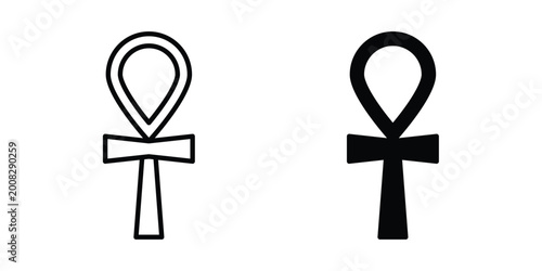 Canvastavla Ankh icon Illustration vector set, glyph and line icons