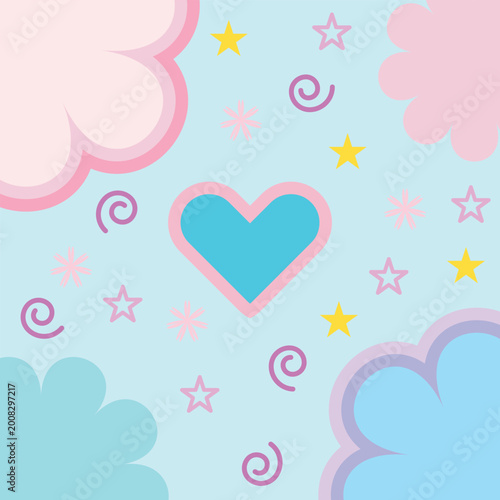 Cute Heart Cartoon Pattern Background Vector