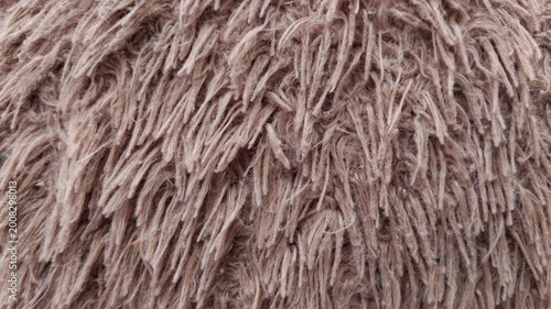 Quadro su tela Top view of brown shaggy faux fur texture background with long fibers