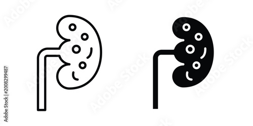 Photos Kidney disease icon Illustration vector set, glyph and line icons