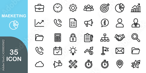 Business and management line icons set. Management, idea, target icon collection. Vector illustrator