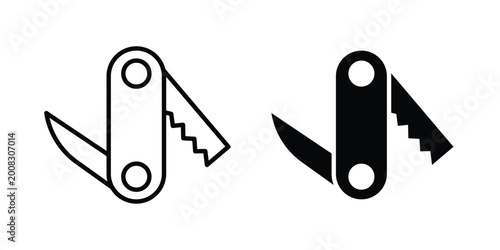 Quadro em tela Swiss Knife icon Illustration vector set, glyph and line icons