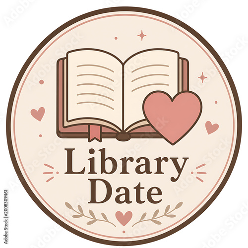 Library Date logo with book and heart illustration