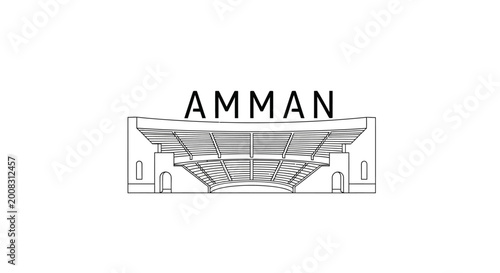 Amman Jordan Roman Theater Outline Drawing