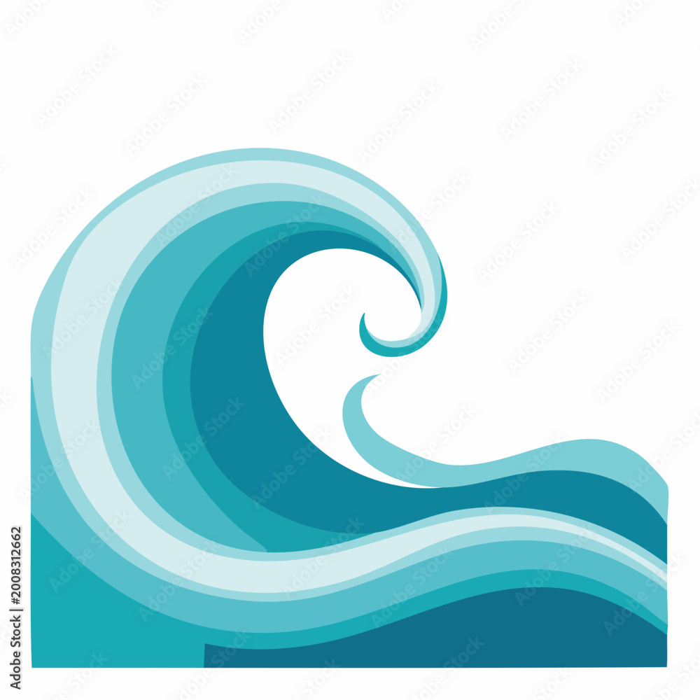Obraz premium Stylized Ocean Wave Illustration