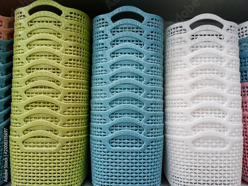Multicolored Plastic Organizers and Storage Bins for Home Management