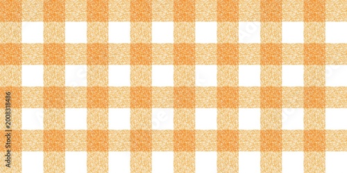 Seamless orange and white checkered pattern with a soft hand-painted watercolor texture. Bright citrus plaid background for summer picnics, kitchen decor, and cheerful aesthetic designs.