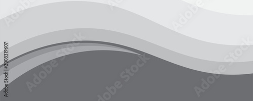 Abstract monochromatic grey and white wave layered vector banner
