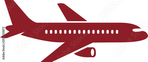 Red Airplane Icon for Travel Aviation