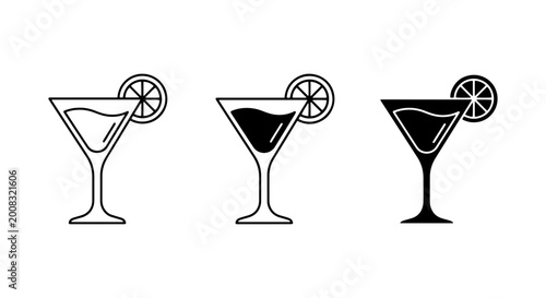 Konstfotografi vector martini glass silhouettes with garnish on white background