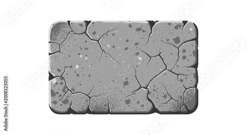 Cracked ancient stone tablet with weathered texture and gray tones on a white background
