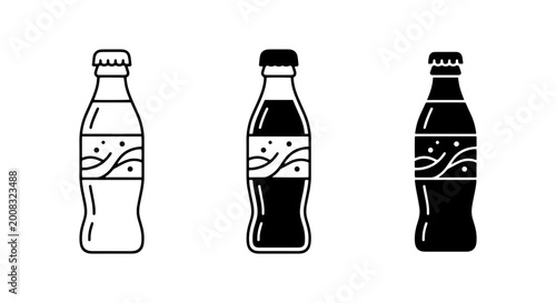 Photos Soda Bottle Icons, Refreshment Drink Vector Graphics, Beverage Bottle Set, Vinta