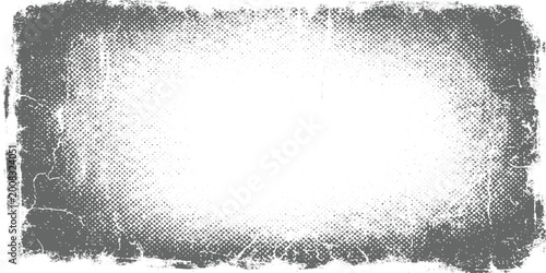 Tableau sur toile Grunge border texture, white center with dark rough edges, black distressed frame, scratches and dust, vignette effect, worn vintage background texture design