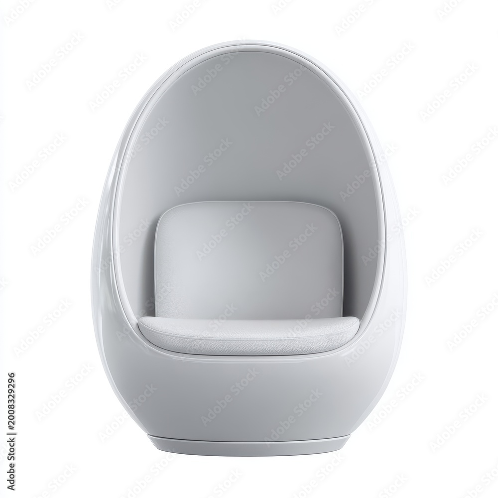 Obraz premium Modern spa pod chair with rounded back soft interior padding isolated on a white background