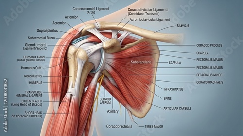 Human Shoulder Anatomy Medical Illustration.