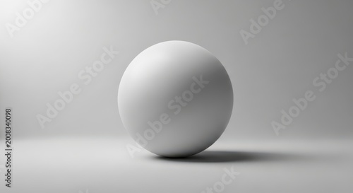 Smooth white sphere isolated on white background with subtle shadow
