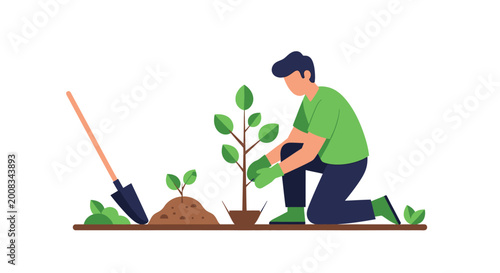 Εκτύπωση καμβά Environmentalist planting young tree sapling, fostering a greener world and sust