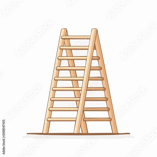 Wooden A-Frame Ladder Illustration