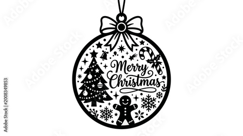 Christmas Ornament Illustration with Merry Christmas Text