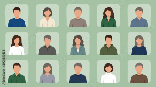 Tableau sur toile Collection of diverse generic user avatars for profiles and communities