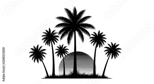Tropical Palm Trees Island Silhouette