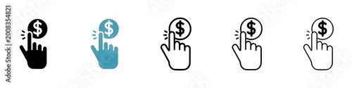 Принти на полотні Pay Per Click Vector Icon Set