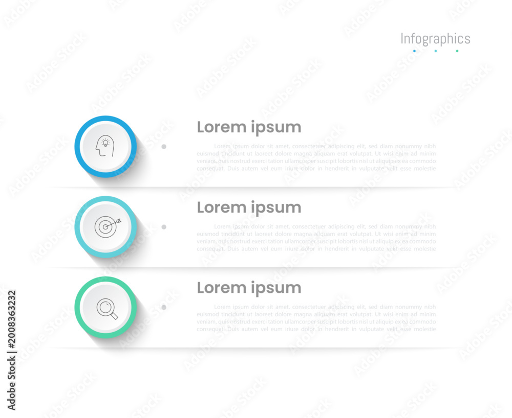 Fototapeta premium Infographic 3 options design elements for your business data. Vector Illustration.