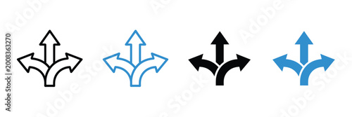 Fotografía Direction arrow icon set, multiple paths choice decision making symbol, strategy