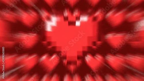 A repeating pattern of pixelated red hearts on a dark red background, creating a seamless and romantic design element