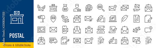 Canvastavla Postal web icons in line style