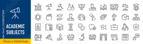 Foto Academic subjects web icons in line style