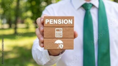 Concept of pension and retirement. New concept