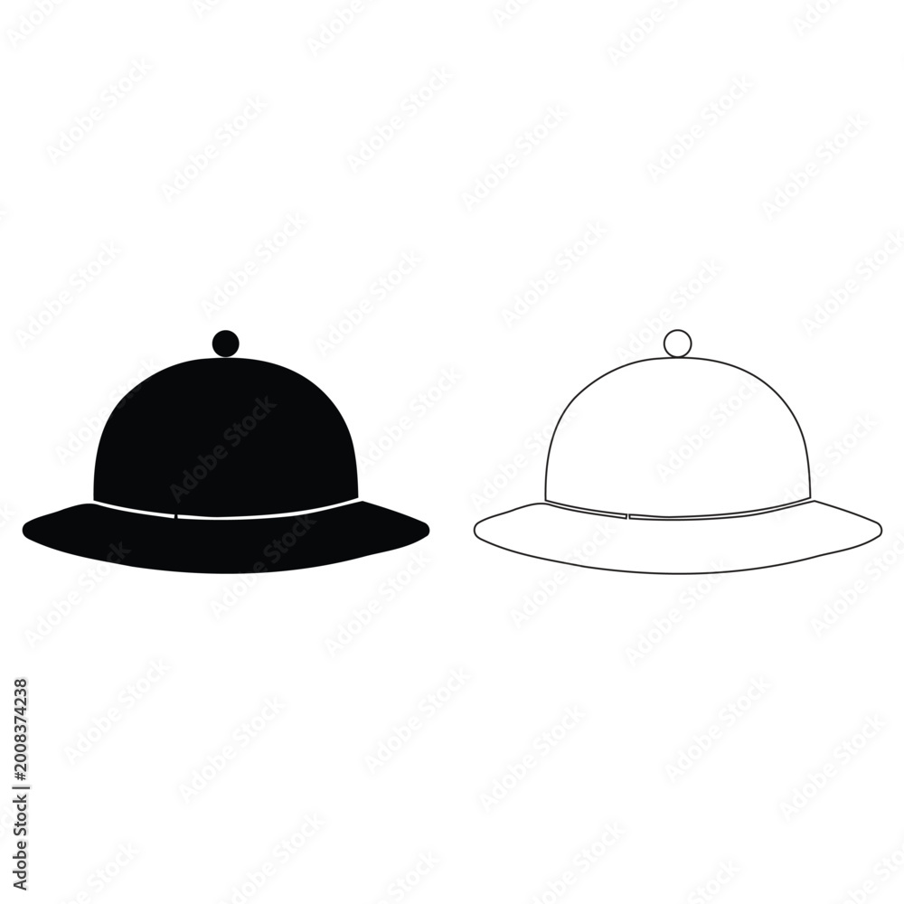 Fototapeta premium minimalist black bowler hat icon flat design vector.