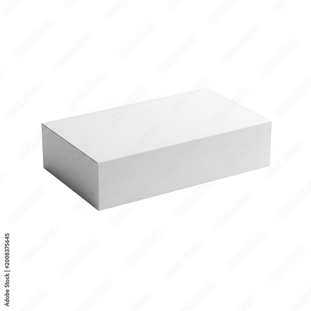 Fototapeta premium White rectangular box with a smooth surface isolated on transparent background
