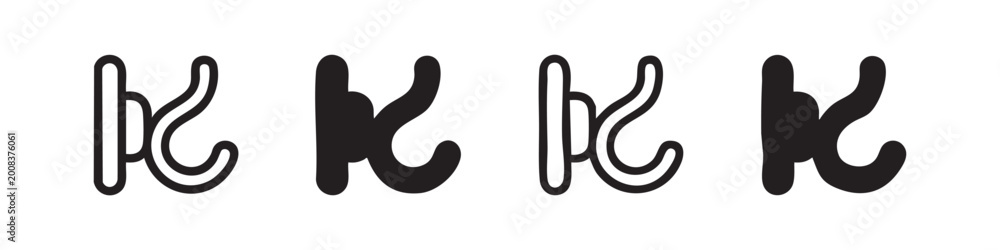 Obraz premium Wall Hook and Hanger Icons Set for Household Storage