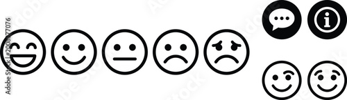 Canvastavla Illustration of Emoticons and Speech Bubble Icons for Communication, Feedback, a