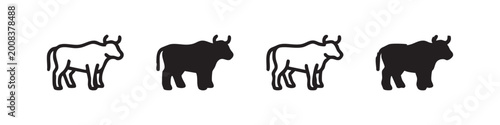 Tableau sur toile Bull or Ox Farm Animal Icon Set