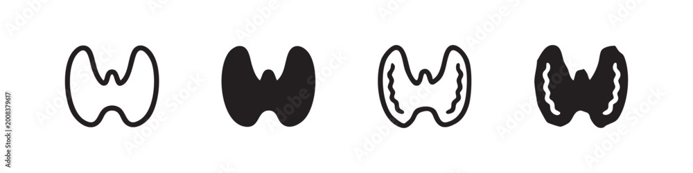 Obraz premium Thyroid gland human organ medical anatomy icon set
