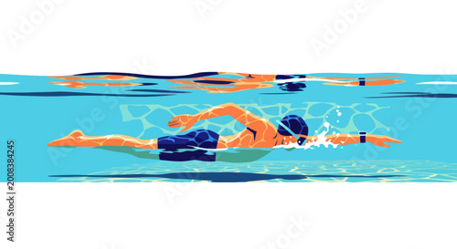 Fotografi Swimmer performing freestyle stroke underwater in pool