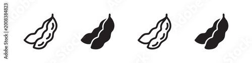 Фотография Bean Pods or Edamame Icons Set, Green Vegetable Nature Illustration Styles