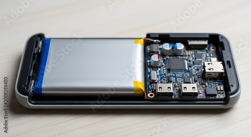 Close-up view of electronic device internal circuit board