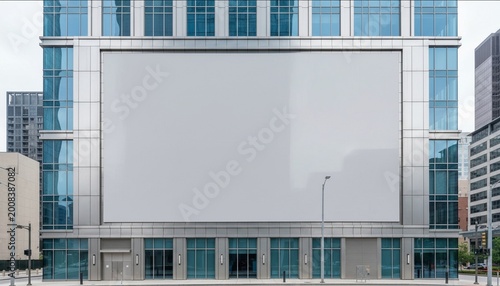 Large billboard advertisement mockup on modern building exterior